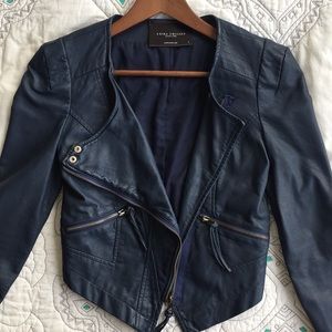 Akira navy blue vegan leather jacket